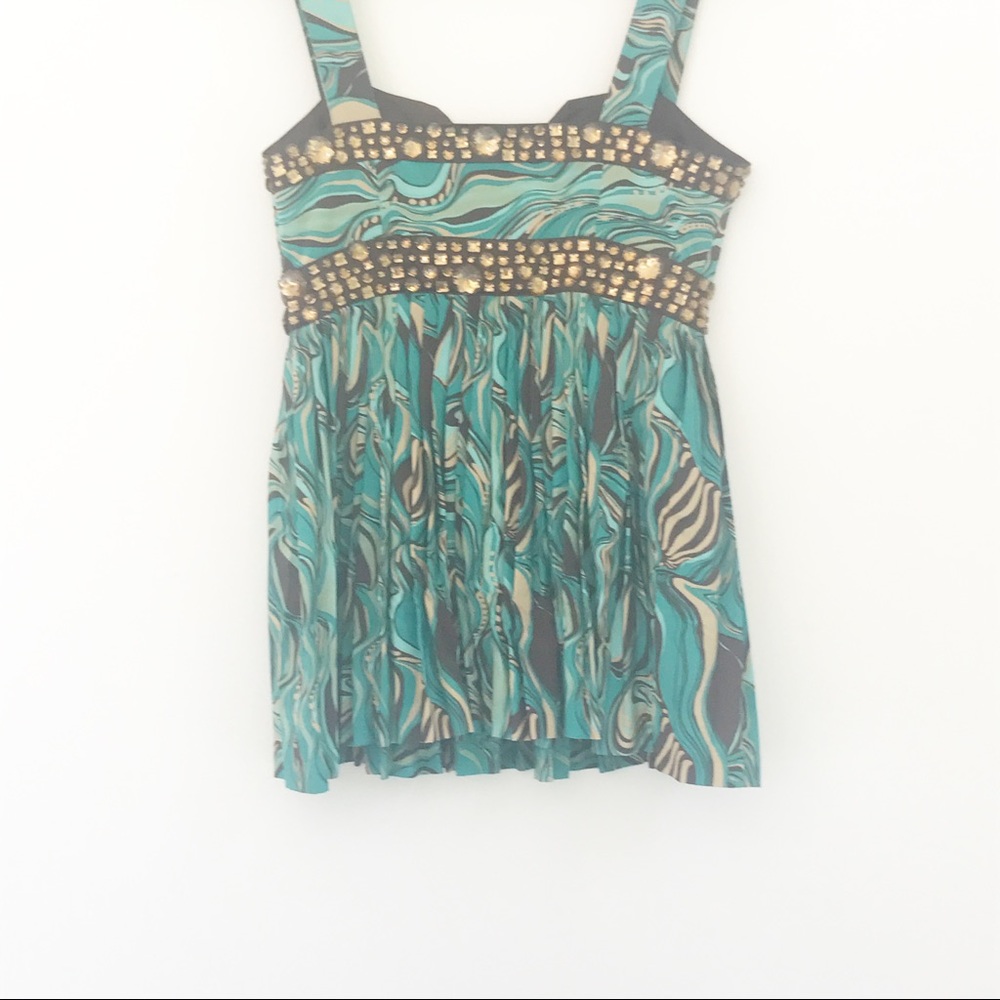 Y2K Arden B Empire Jeweled and Printed Tank‎ Top - Picture 2 of 4